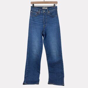 Levi's Ribcage Straight Button Fly Jeans Womens 27 Blue Five Pocket